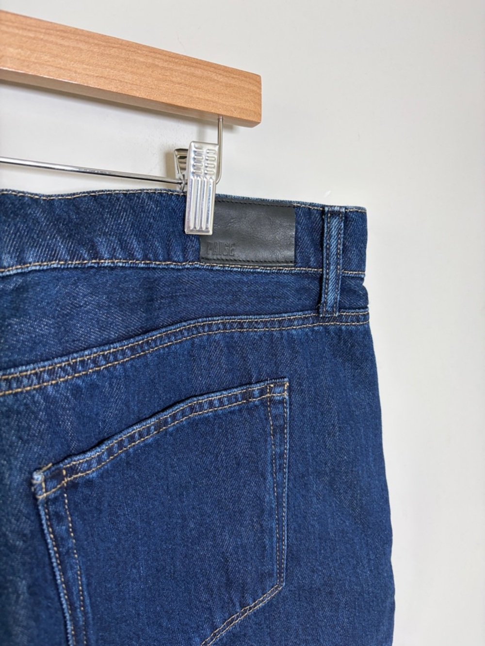 Paige Ryder Skirt Dark Wash Michiru Relaxed Fit Raw Hem Sz 32 NEW - Picture 5 of 11